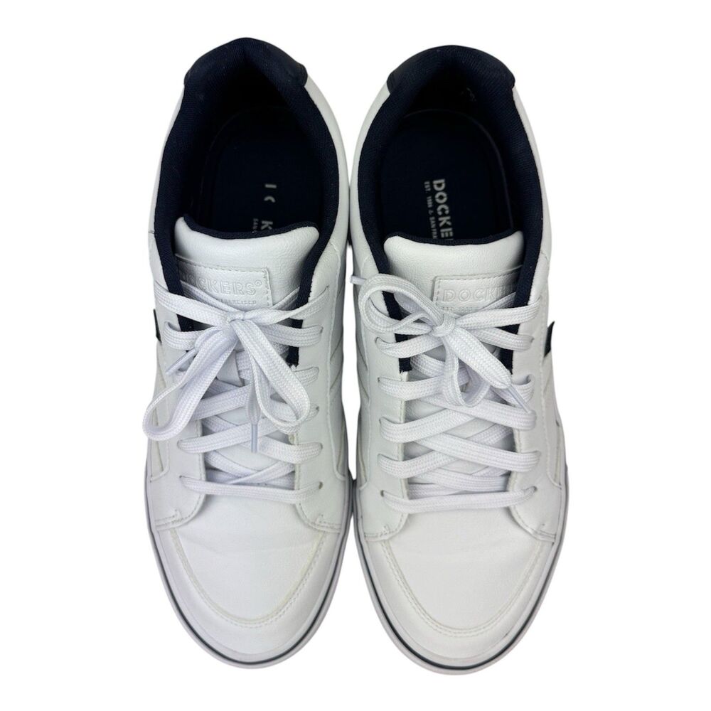 Dockers White Navy Casual Sneakers Men’s Size 10.5 Lace Up Low Top Shoes